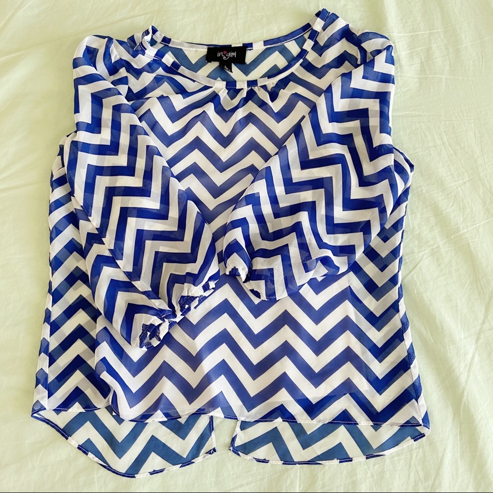 Blue Chevron Blouse